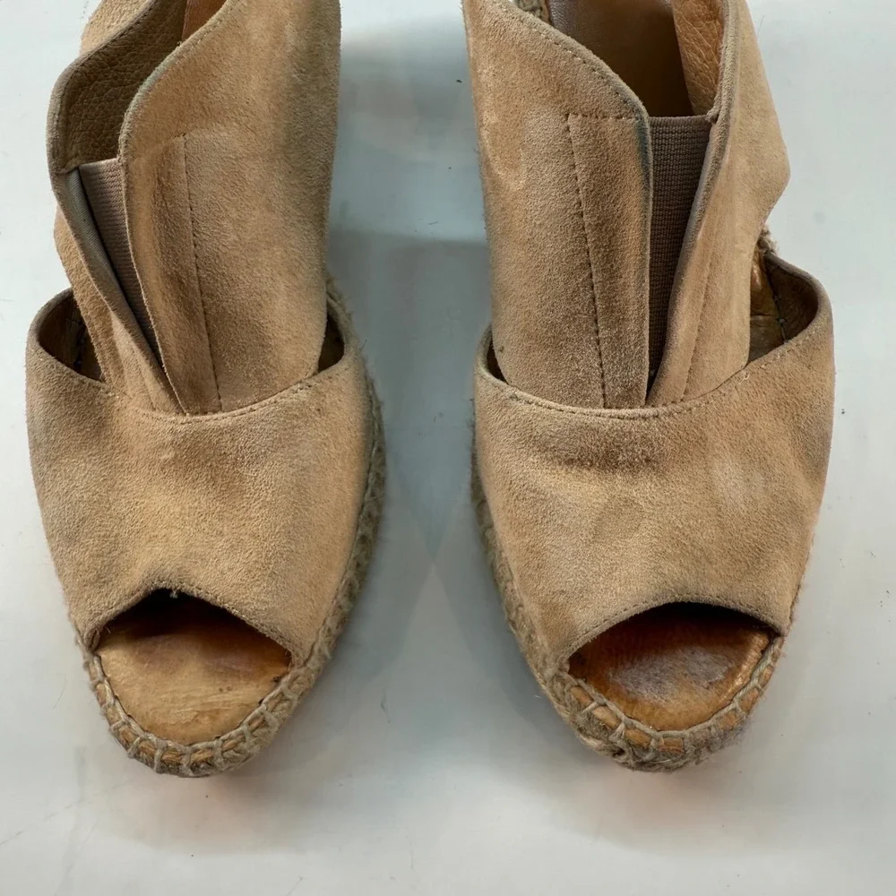 Kanna Espadrille Wedge Suede Sandals Size 40 / US 9 Women's Tan/Beige